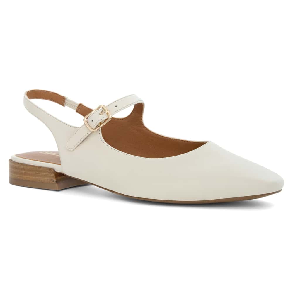 Everly Ballet Flat in Bone Leather
