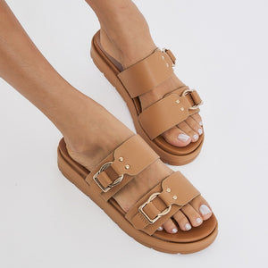 Sandler Fiction Slide in Tan Smooth