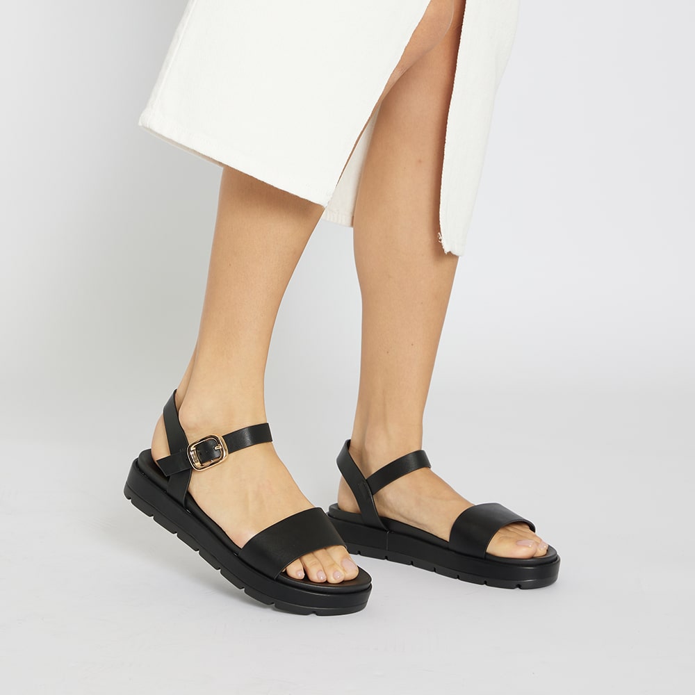Frankie Sandal in Black Smooth