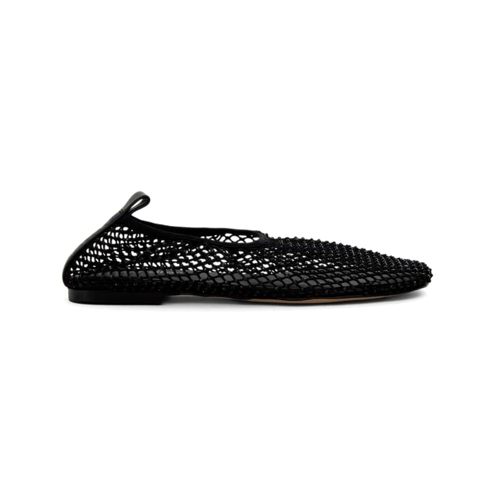 Glimmer Ballet Flat in Black Mesh Diamante Mesh