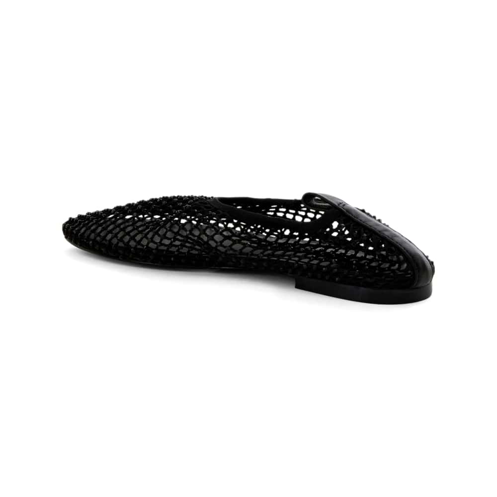 Glimmer Ballet Flat in Black Mesh Diamante Mesh