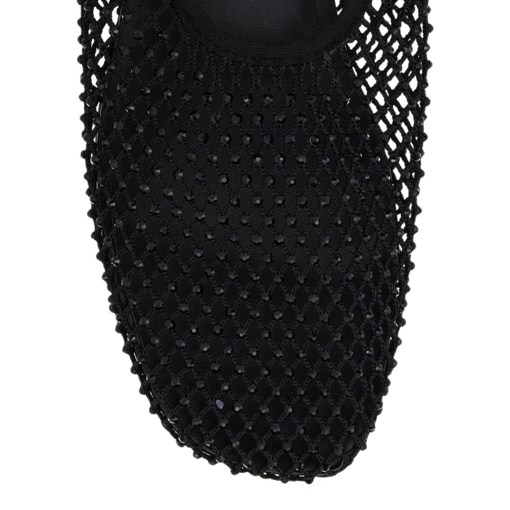 Glimmer Ballet Flat in Black Mesh Diamante Mesh