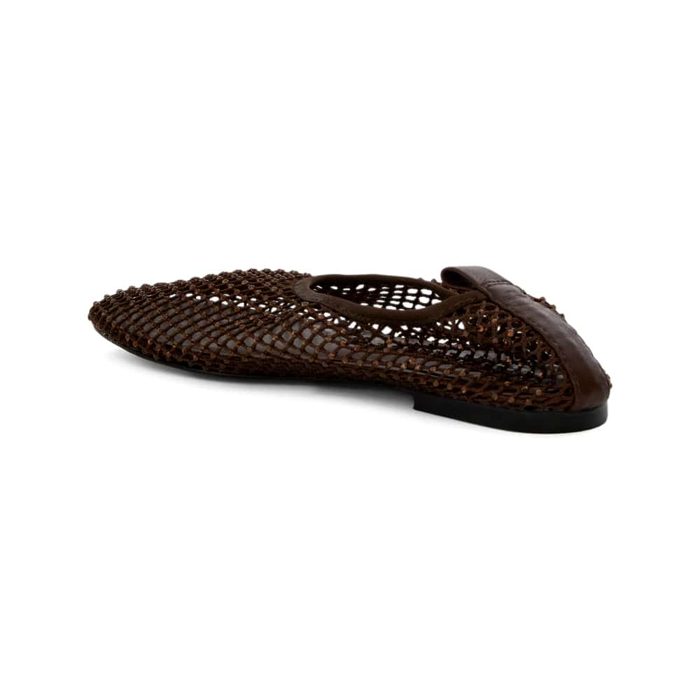 Glimmer Ballet Flat in Chocolate Mesh Diamante Mesh