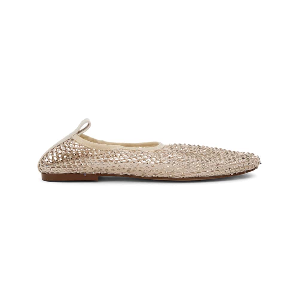 Glimmer Ballet Flat in Ivory Mesh Diamante Mesh