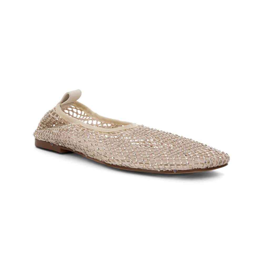 Glimmer Ballet Flat in Ivory Mesh Diamante Mesh