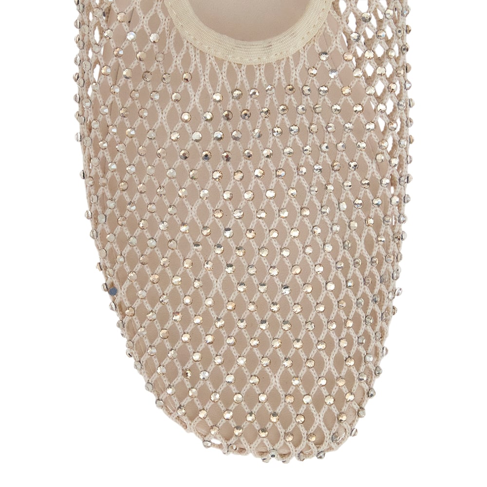 Glimmer Ballet Flat in Ivory Mesh Diamante Mesh