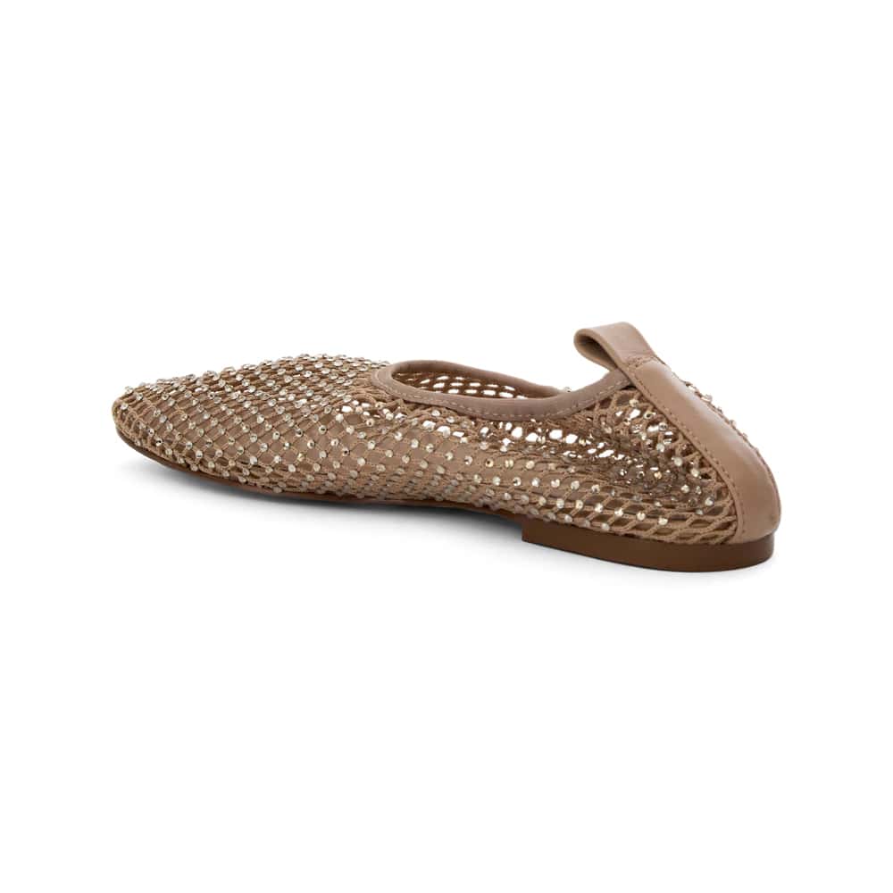 Glimmer Ballet Flat in Nude Mesh Diamante Mesh