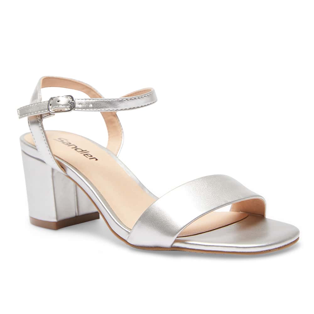 Heather Heel in Silver Metallic Leather