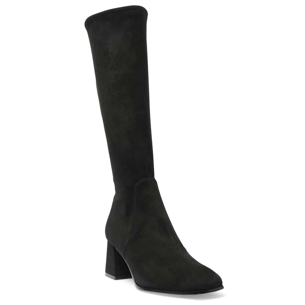 Heritage Boot in Black Suede Stretch Suede