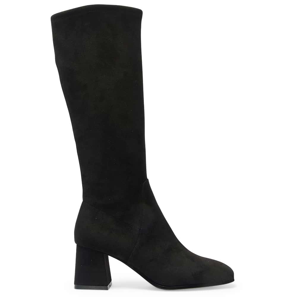 Heritage Boot in Black Suede Stretch Suede