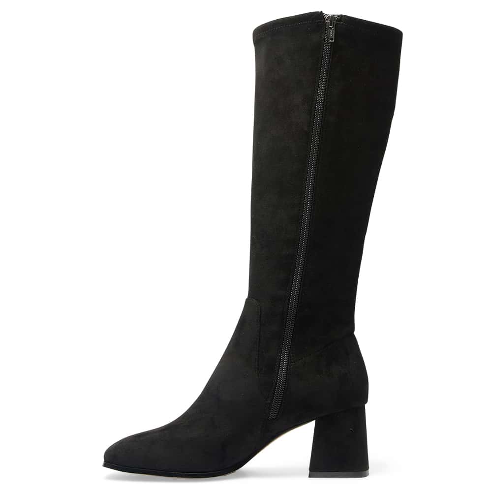 Heritage Boot in Black Suede Stretch Suede