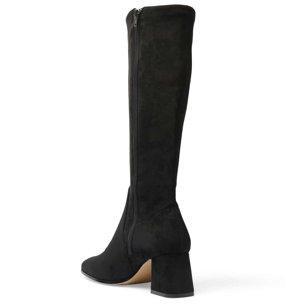 Heritage Boot in Black Suede Stretch Suede