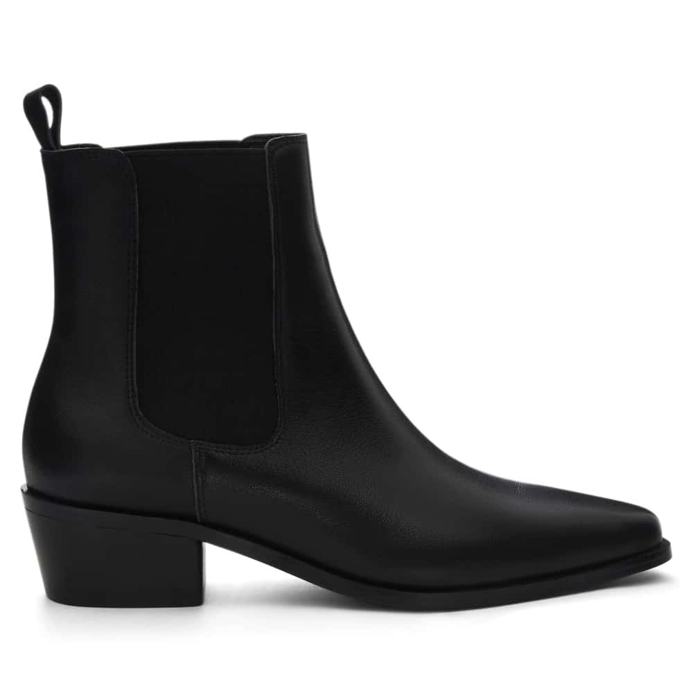 Jersey Boot in Black Leather