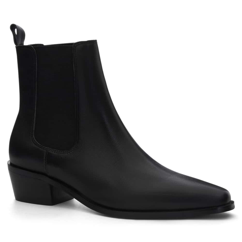 Jersey Boot in Black Leather