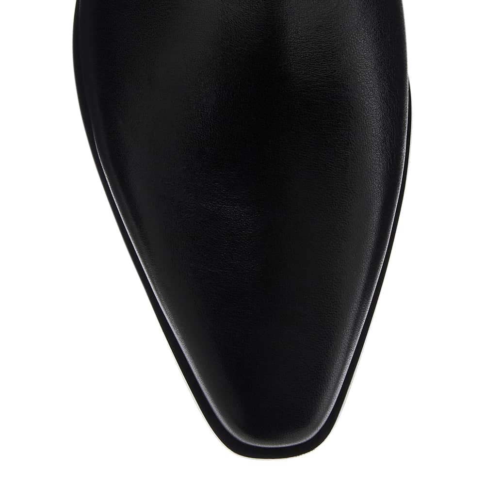 Jersey Boot in Black Leather