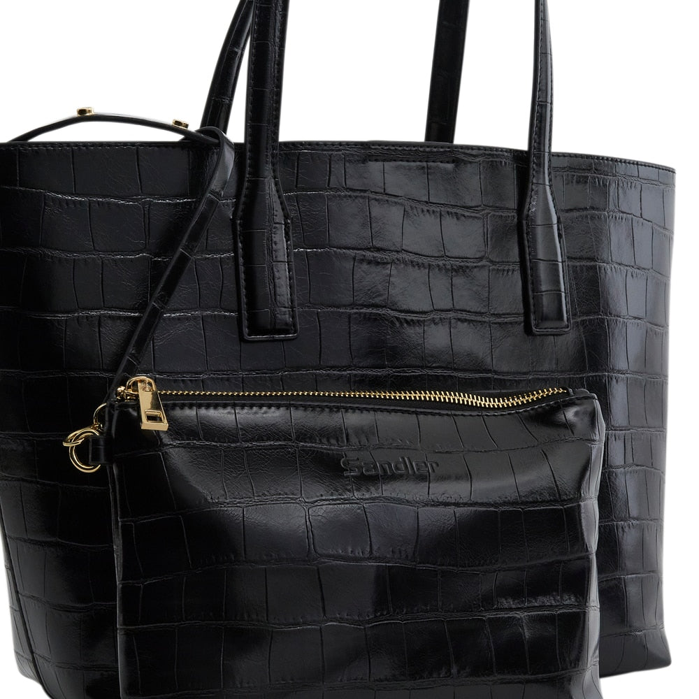 Joanna Tote in Black Croc