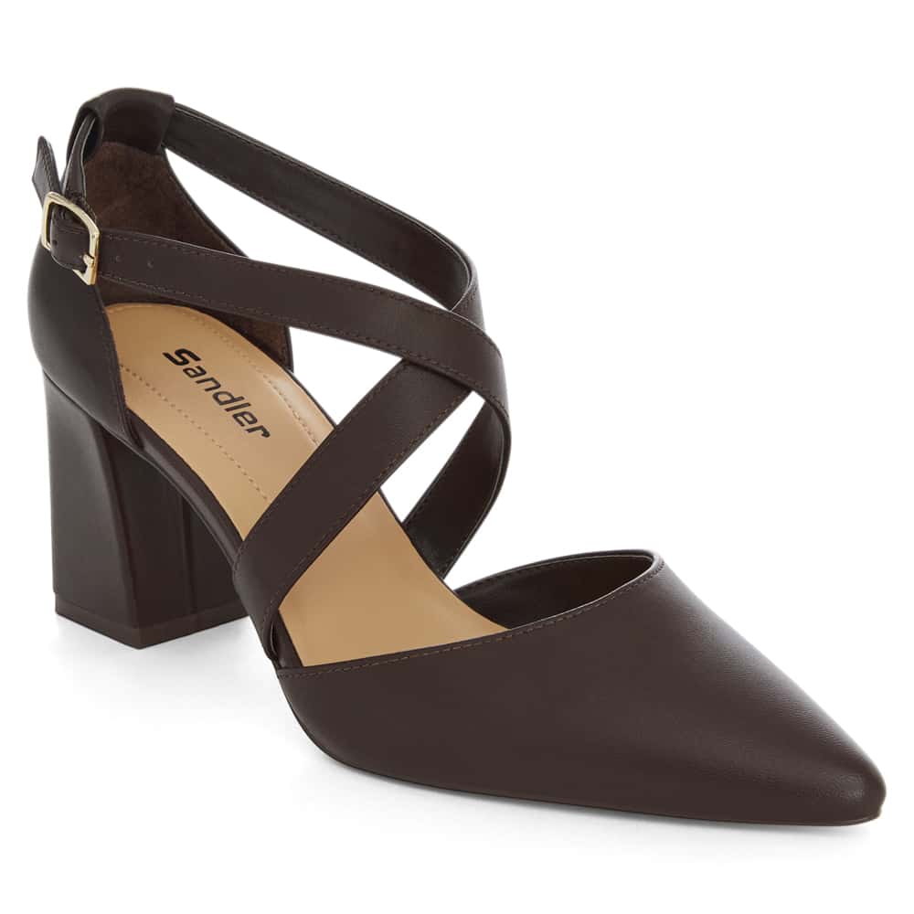 Kara Heel in Chocolate Glove Leather