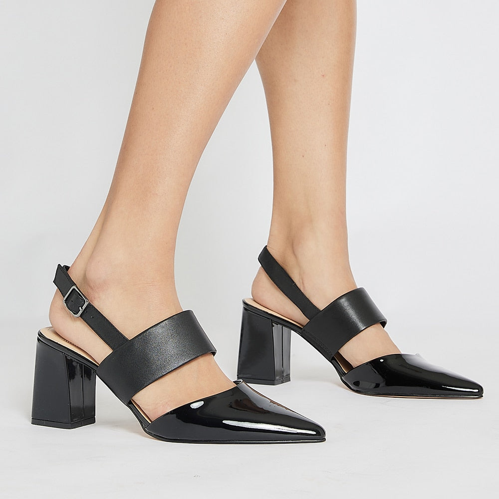 Kitson Heel in Black On Black Patent