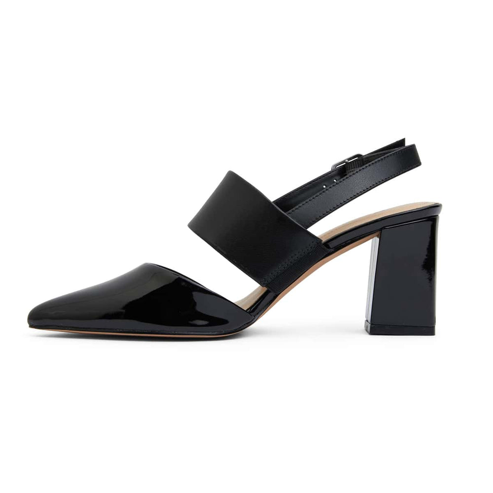 Kitson Heel in Black On Black Patent