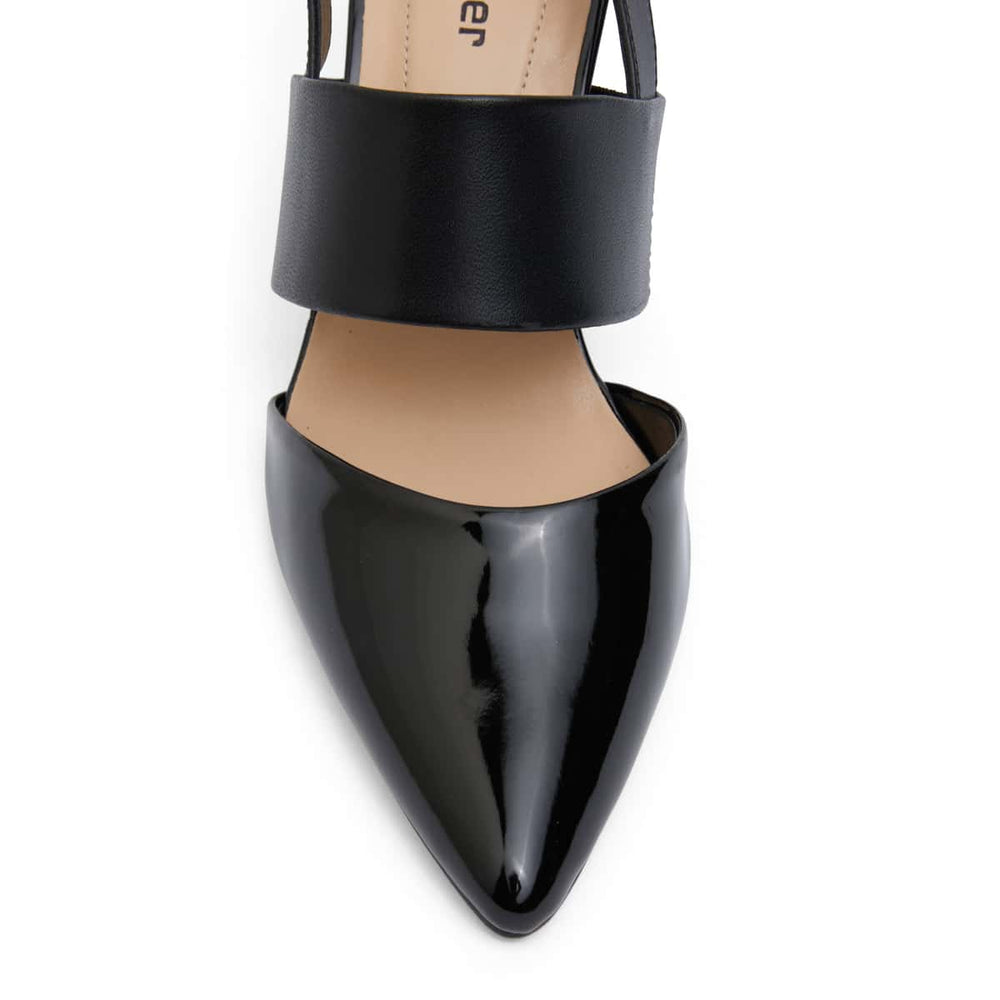 Kitson Heel in Black On Black Patent