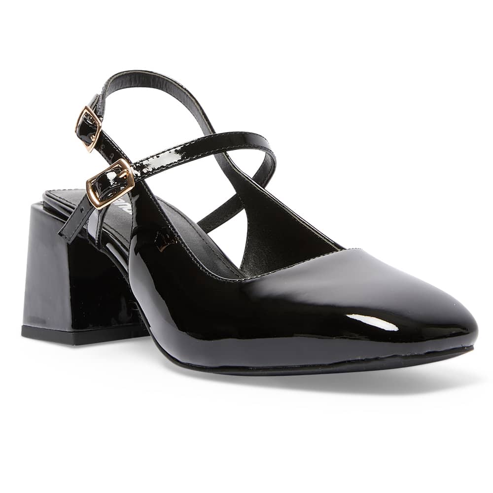 Lenora Heel in Black Patent