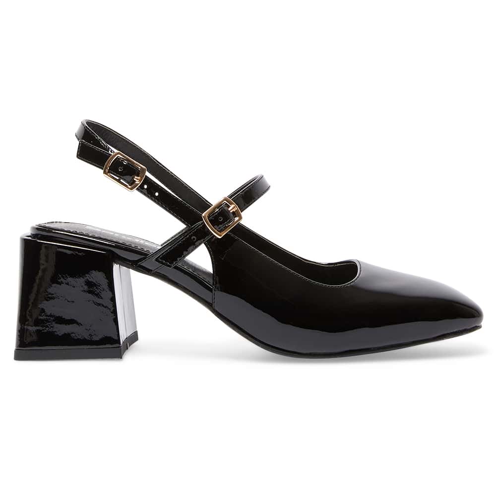 Lenora Heel in Black Patent