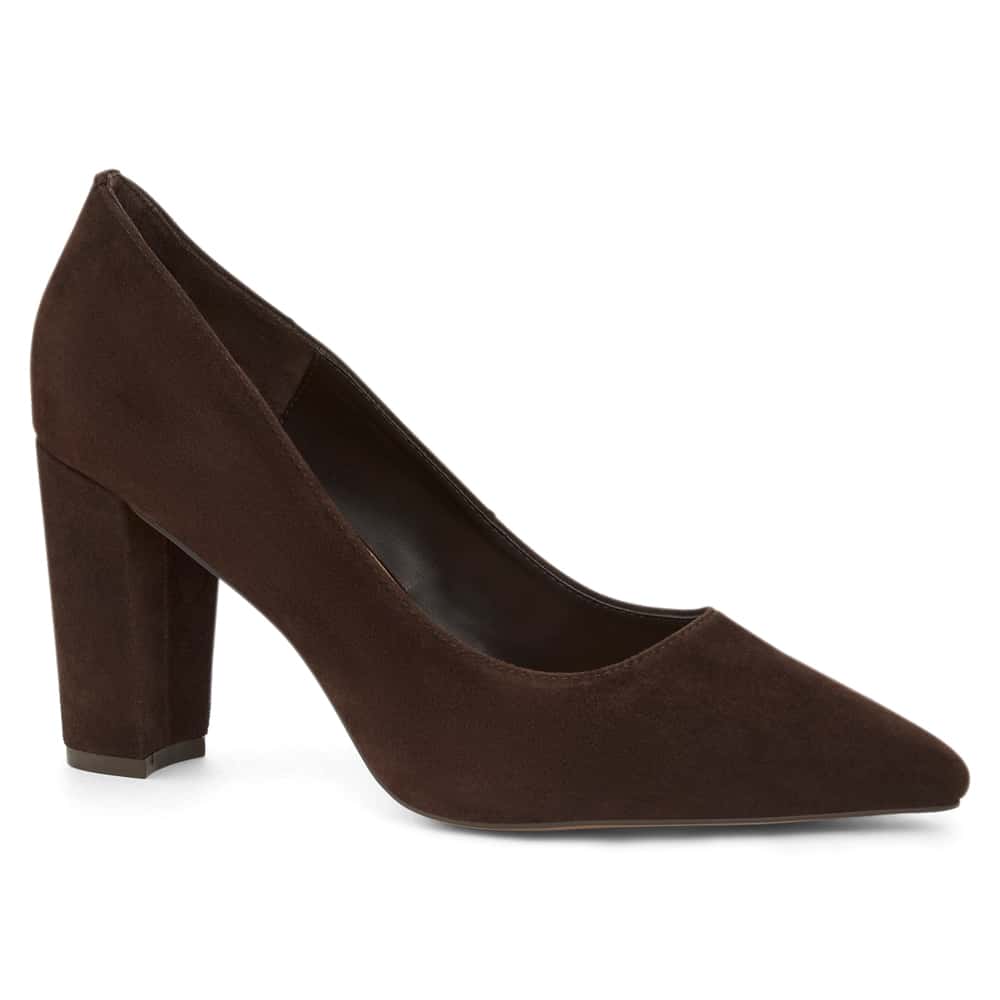 Lyric Heel in Chocolate  Suede