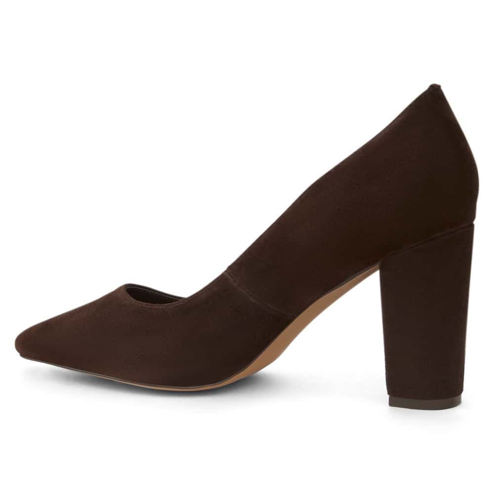 Lyric Heel in Chocolate  Suede