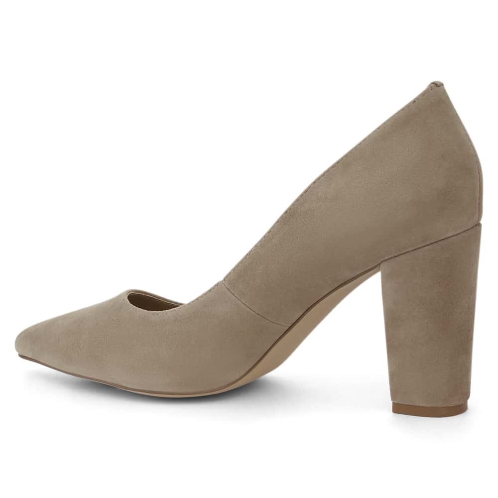 Lyric Heel in Taupe Suede