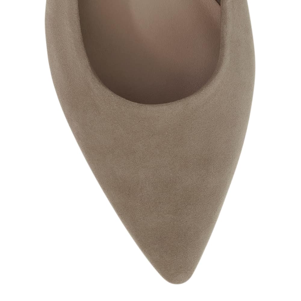 Lyric Heel in Taupe Suede
