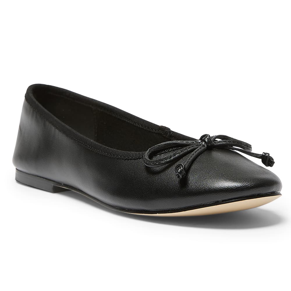 Mallory Ballet Flat in Black Leather