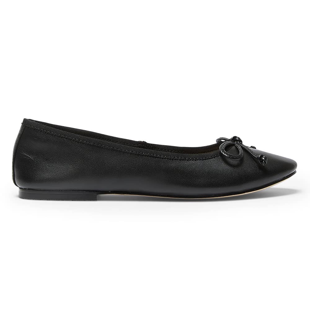 Mallory Ballet Flat in Black Leather