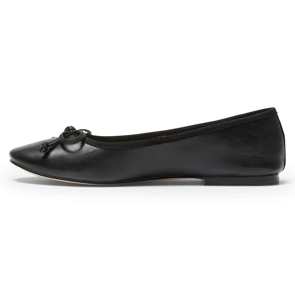 Mallory Ballet Flat in Black Leather