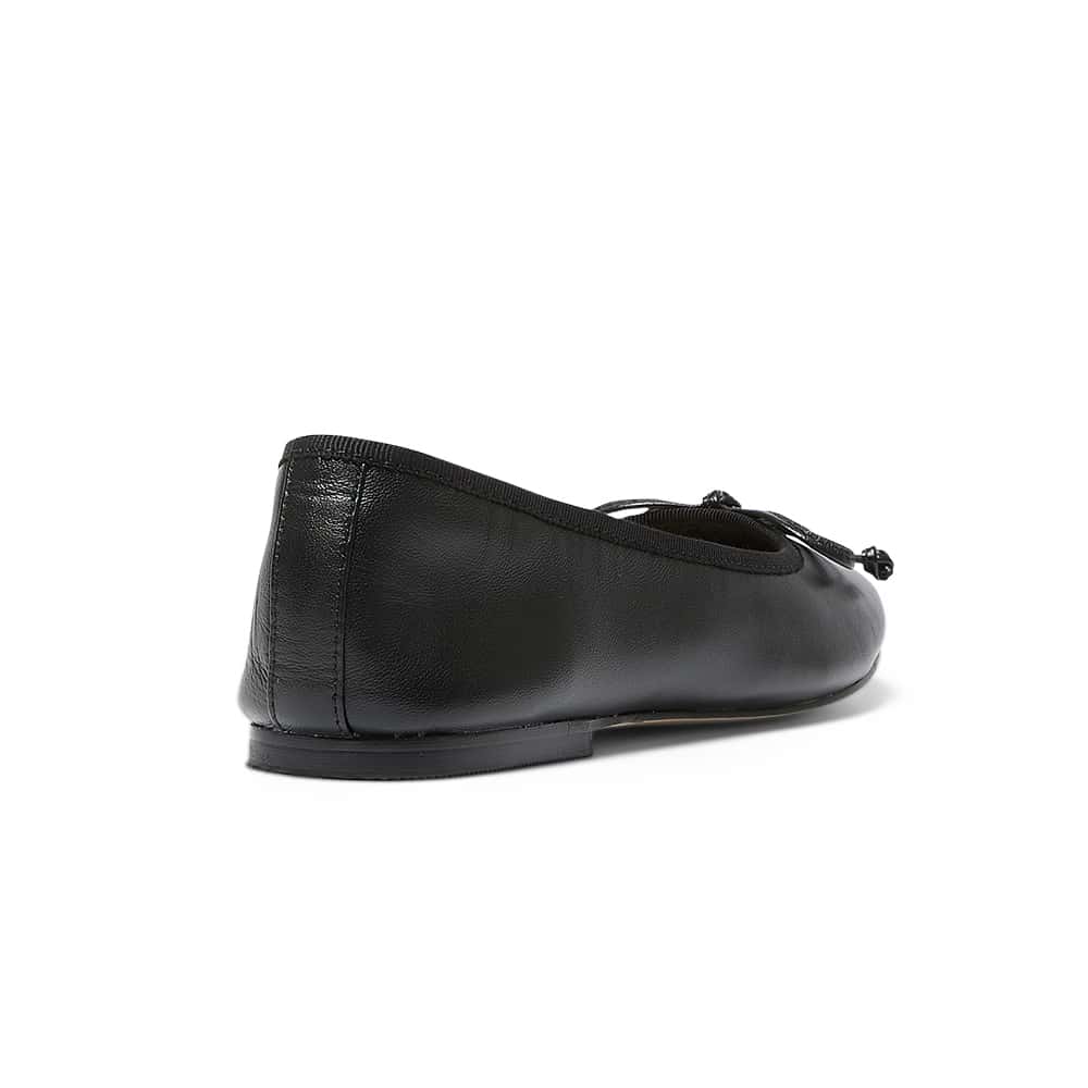 Mallory Ballet Flat in Black Leather