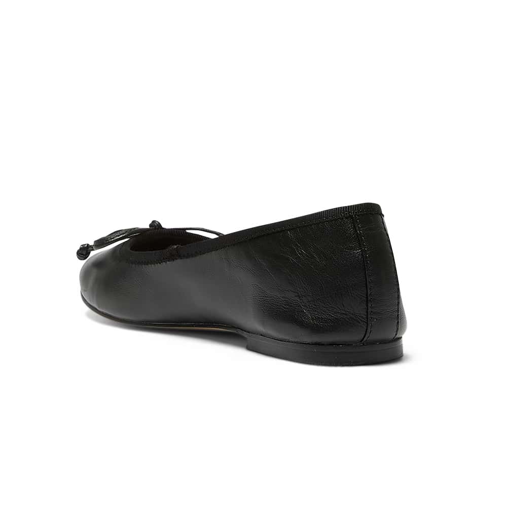 Mallory Ballet Flat in Black Leather