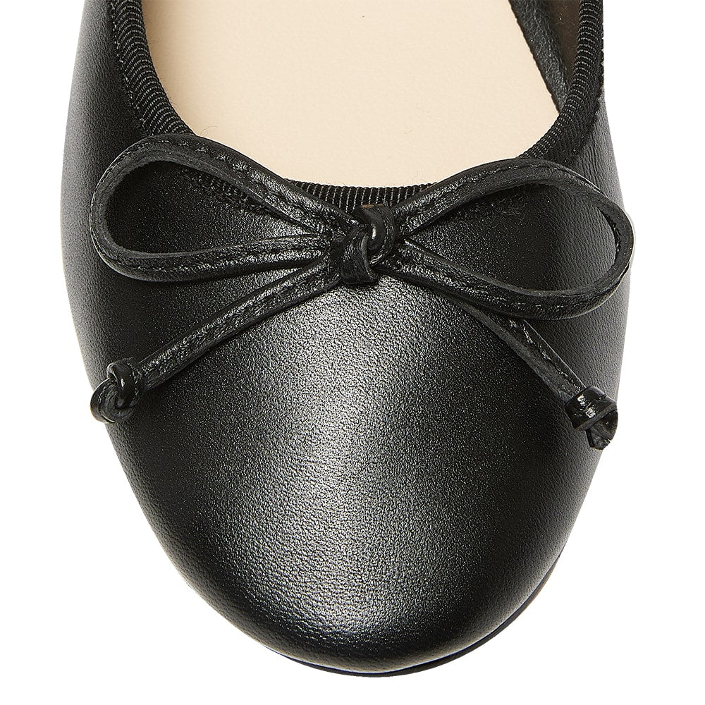 Mallory Ballet Flat in Black Leather