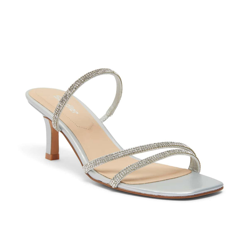 Marcy Heel in Silver Metallic Sparkle