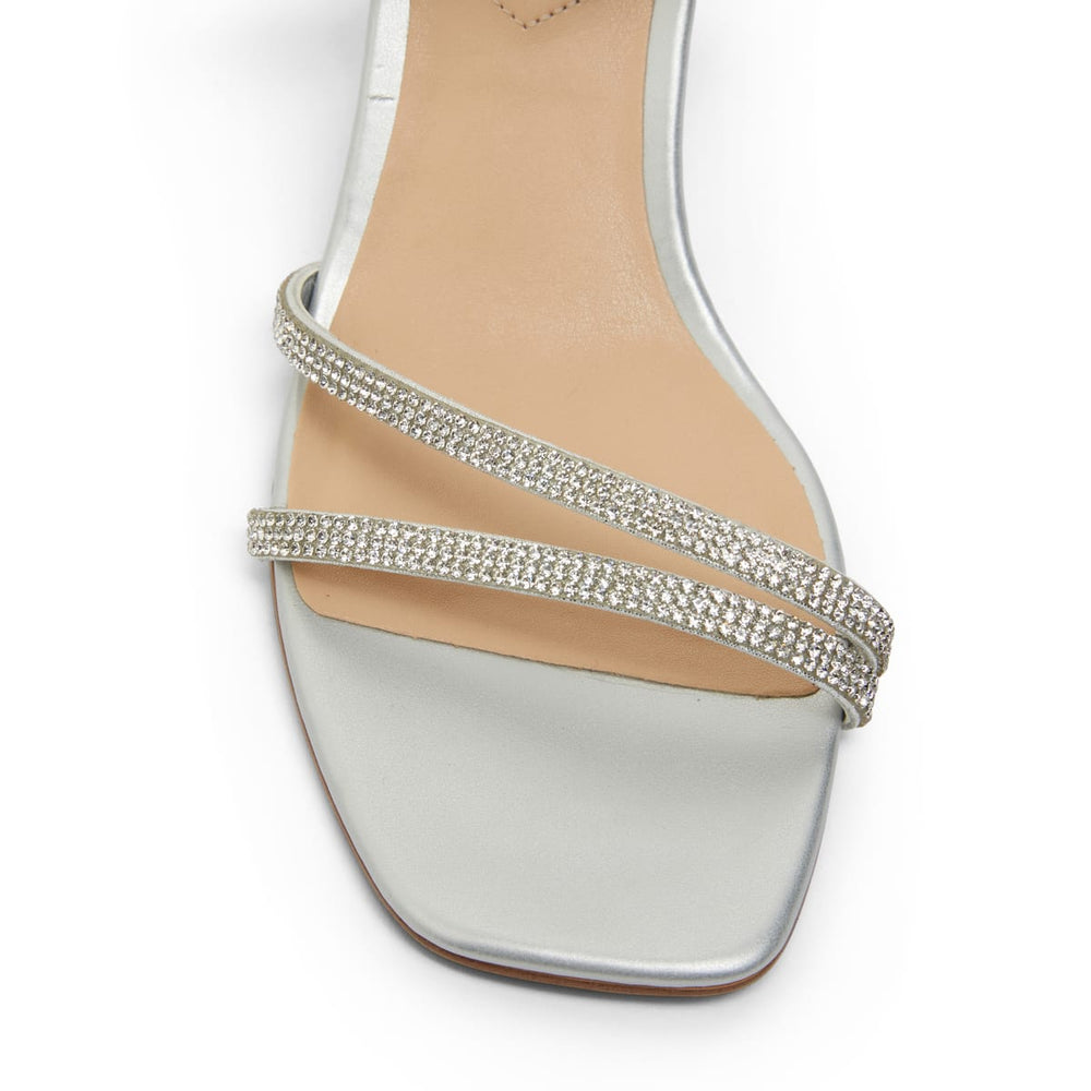 Marcy Heel in Silver Metallic Sparkle