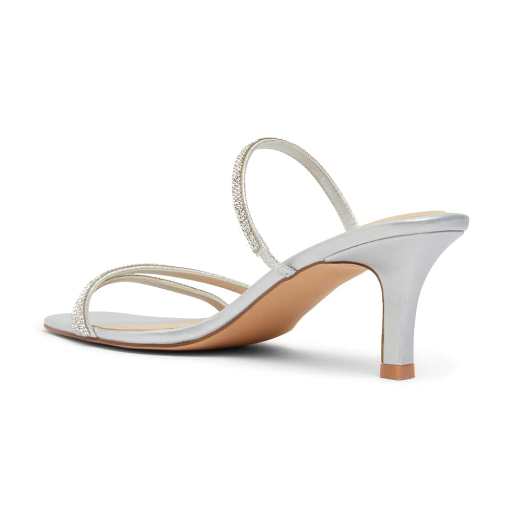 Marcy Heel in Silver Metallic Sparkle