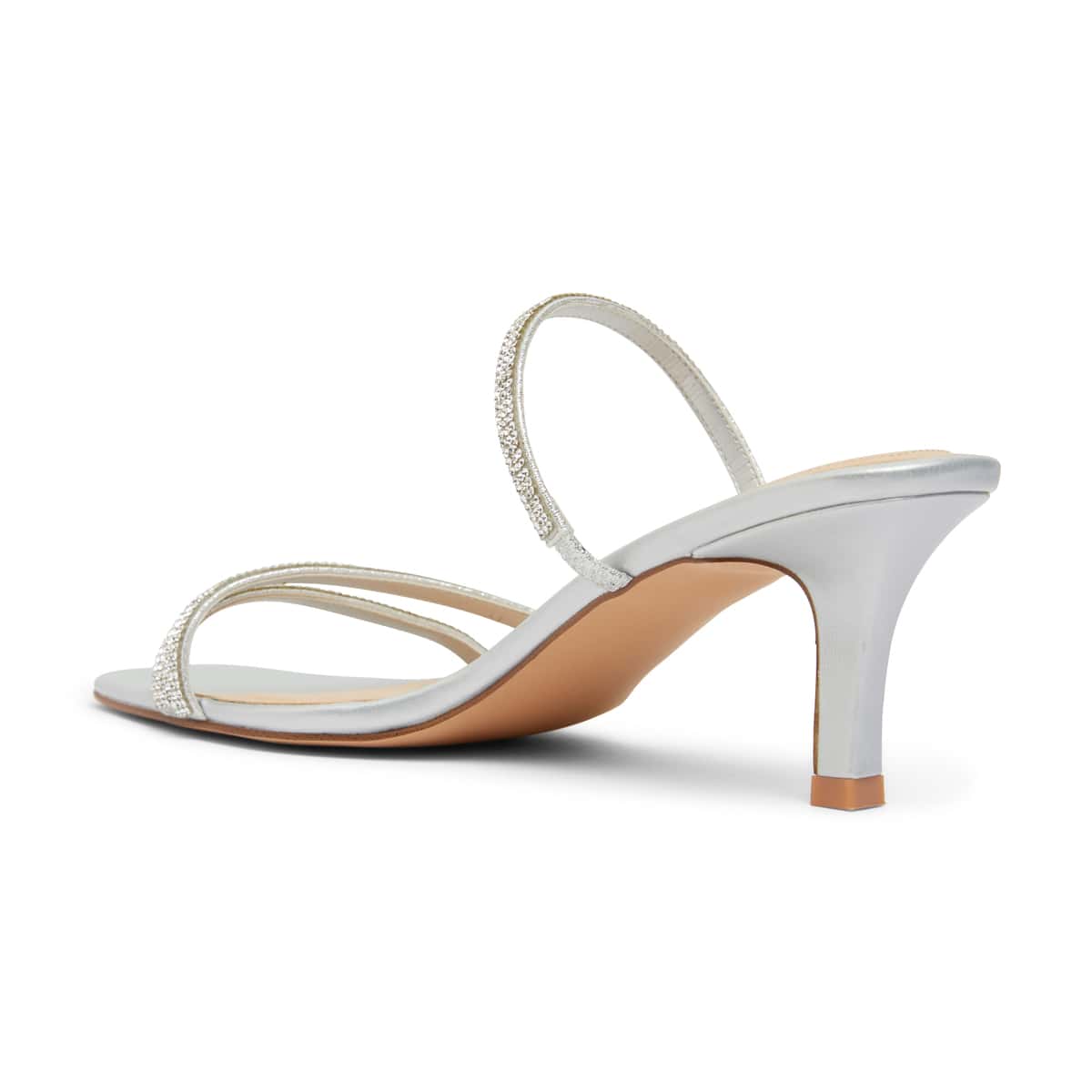 Marcy Heel in Silver Metallic Sparkle