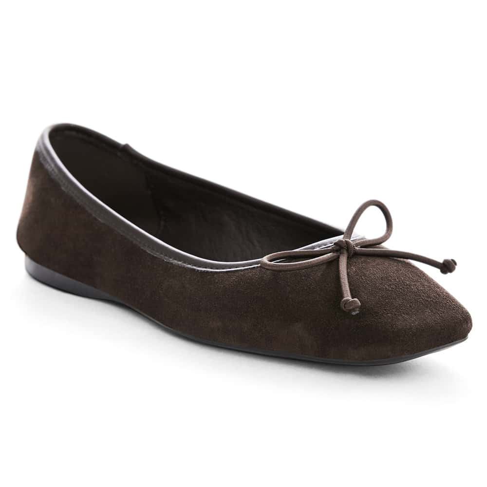 Maya Ballet Flat in Chocolate  Suede