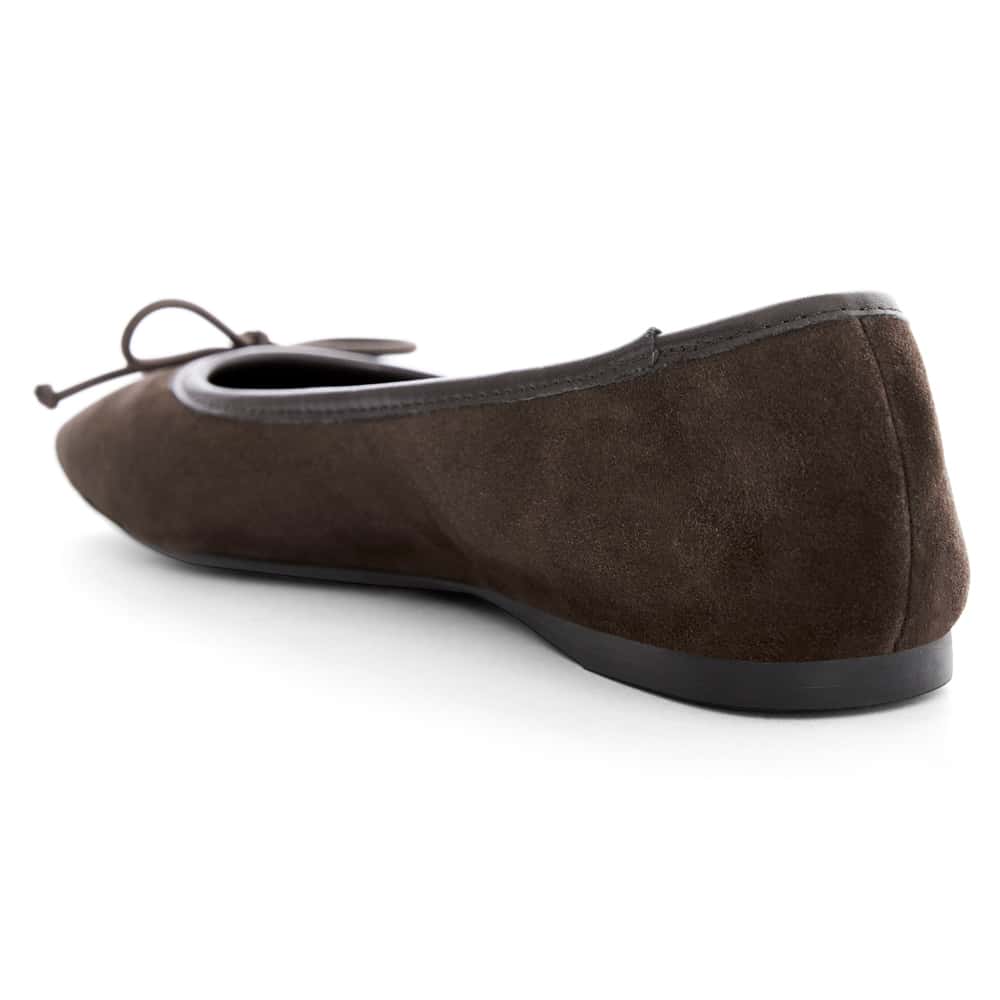 Maya Ballet Flat in Chocolate  Suede