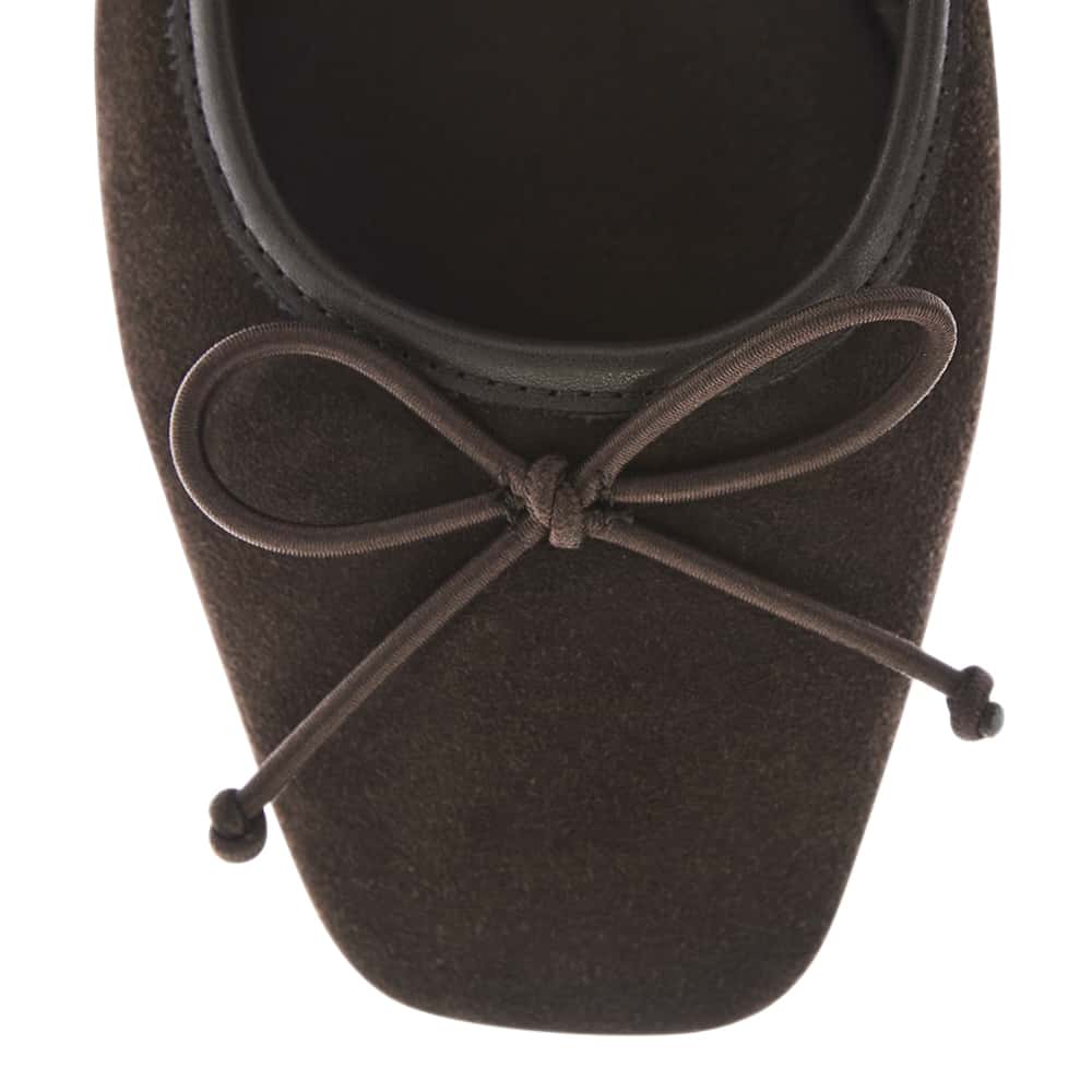 Maya Ballet Flat in Chocolate  Suede