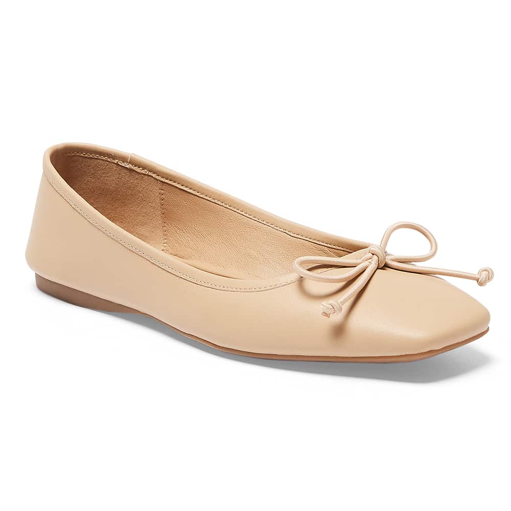 Maya Ballet Flat in Nude Leather