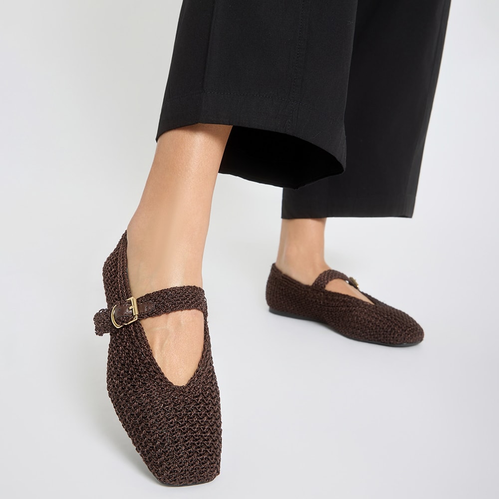 Maze Ballet Flat in Chocolate Weave