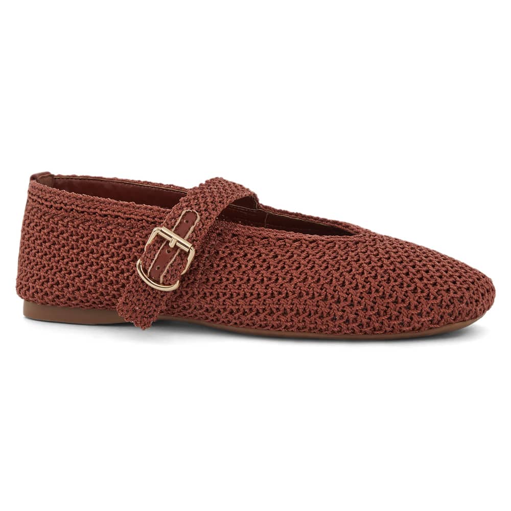 Maze Ballet Flat in Coral Weave Leather