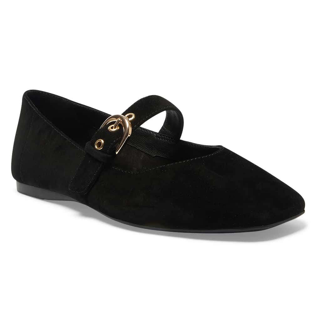 Melrose Ballet Flat in Black Suede