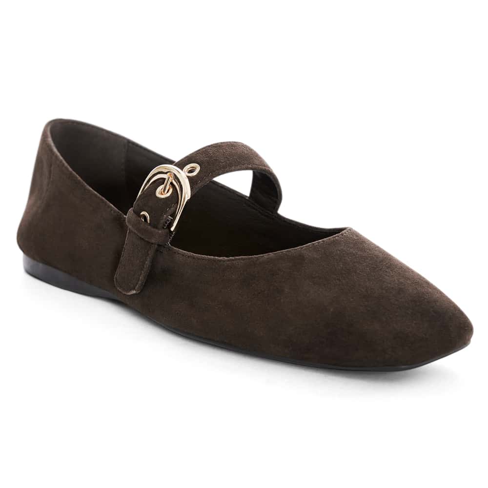 Melrose Ballet Flat in Chocolate  Suede