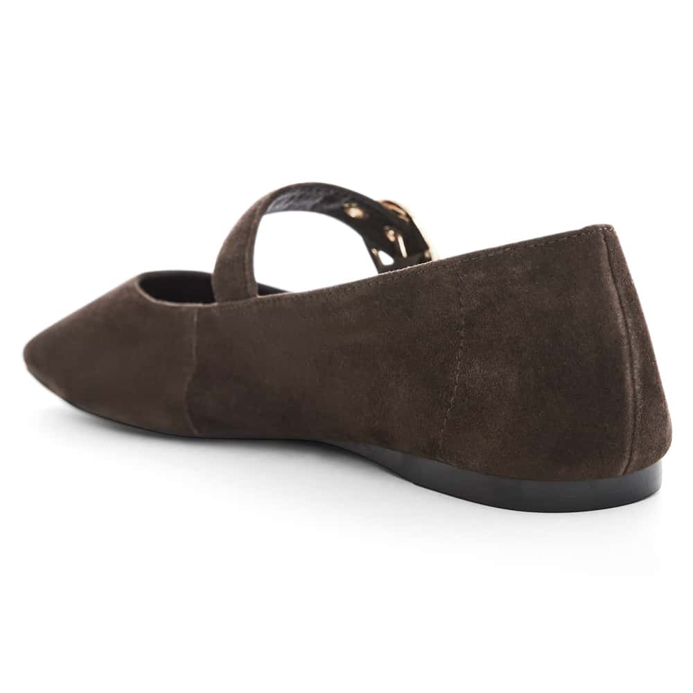 Melrose Ballet Flat in Chocolate  Suede