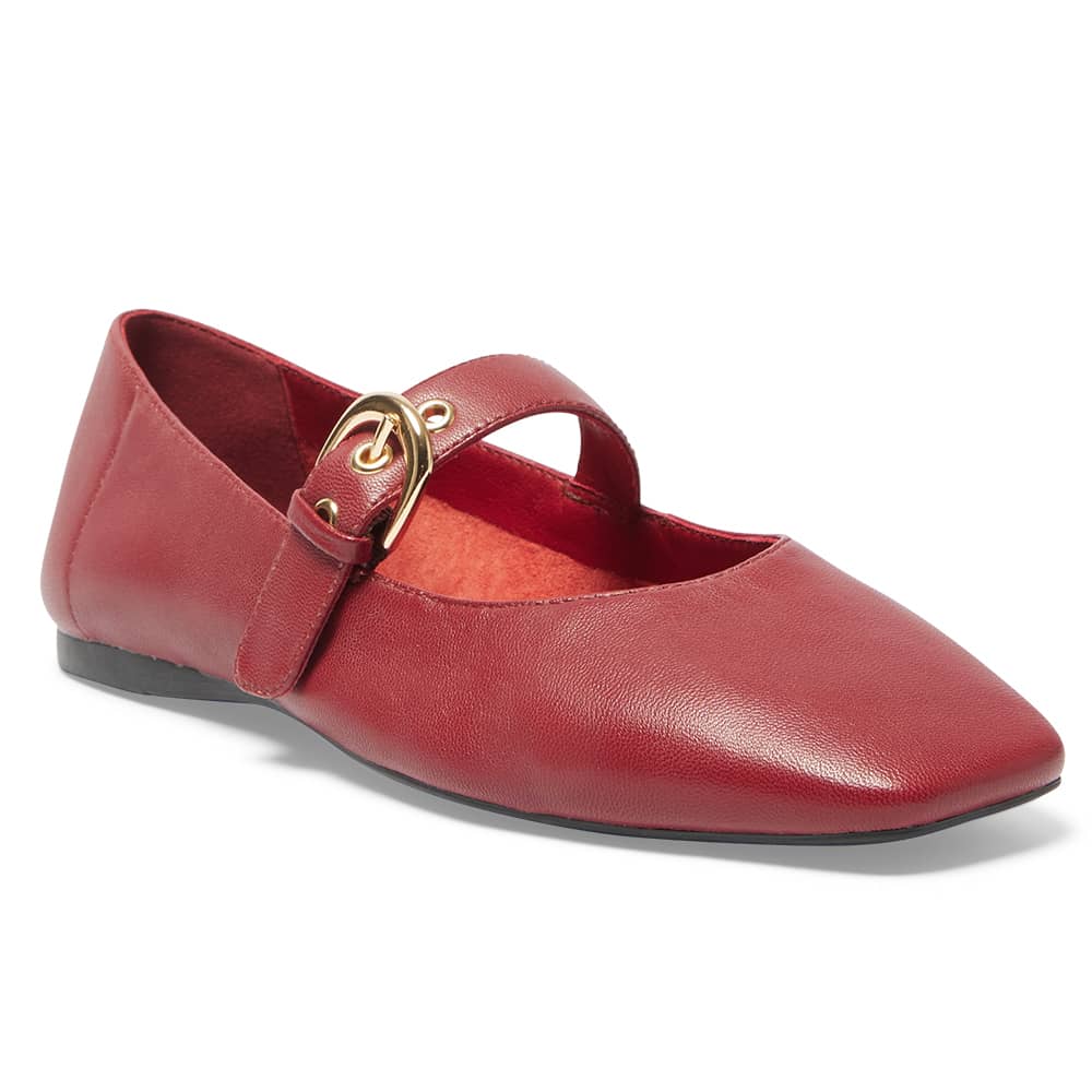 Melrose Ballet Flat in Red Leather
